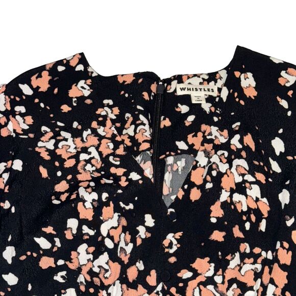 Whistles Mottled Animal Button Dress Women's Size 6 Black Pink L/S Back Zip - Picture 2 of 9
